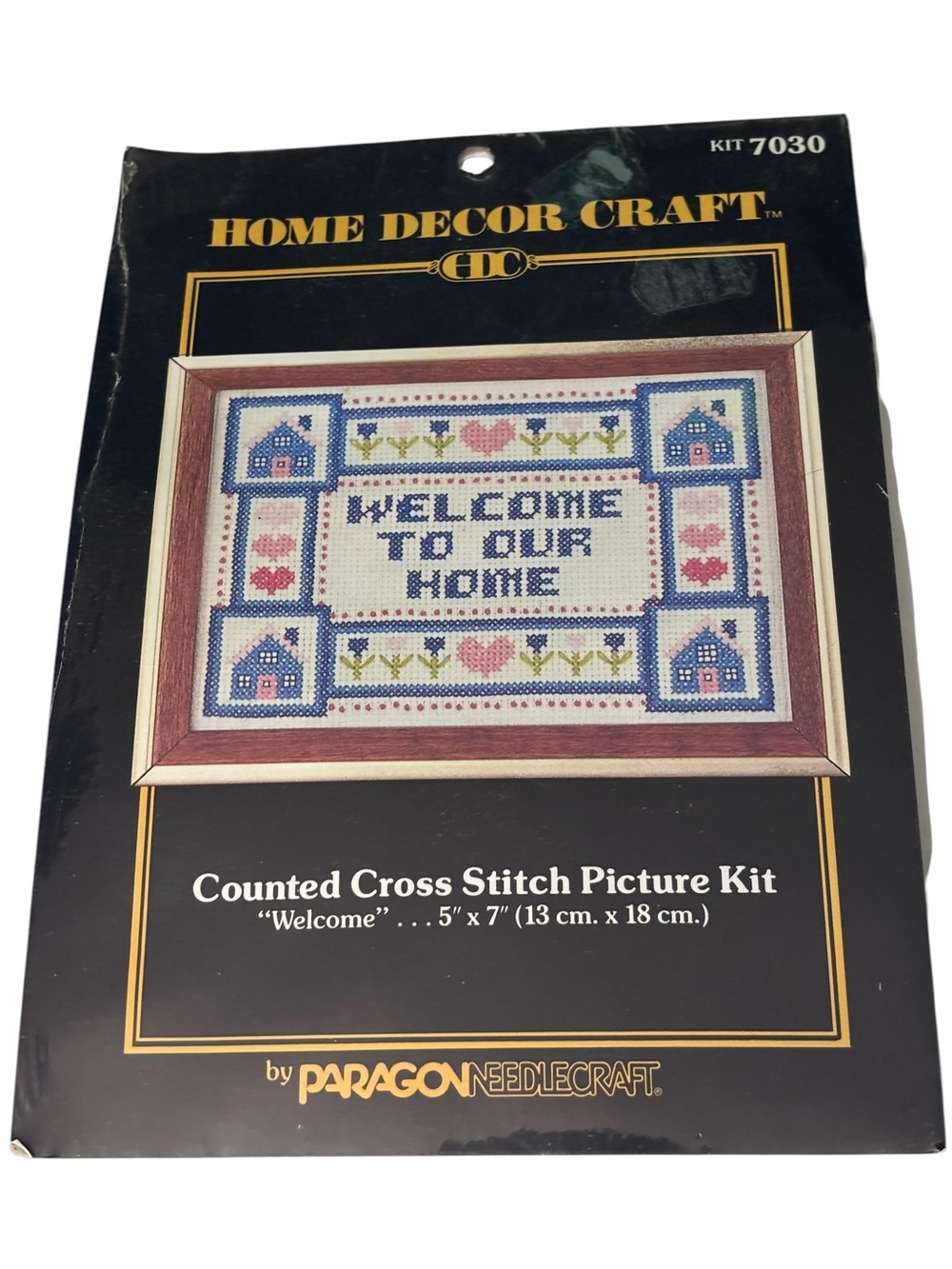 Vtg Paragon Needlecraft Welcome To Our Home Counted Cross Stitch Kit 7030, 5x7